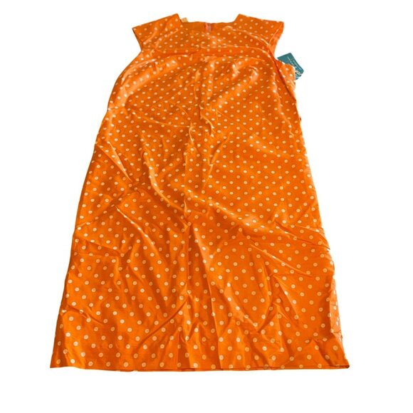 vintage Orange and white Polka Dot 100% Silk Dress Size 18 Sleeveless - Picture 7 of 8